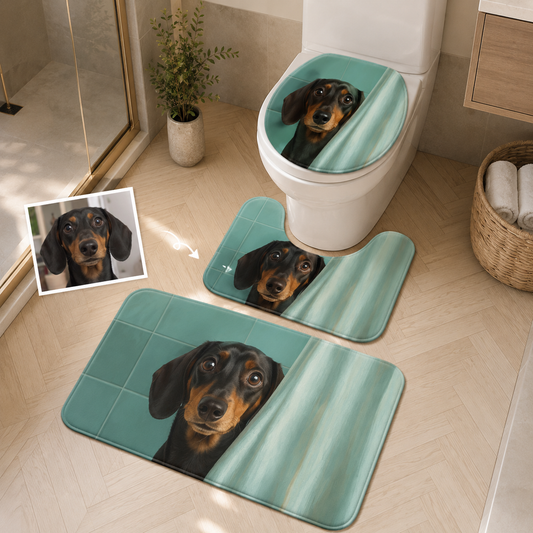 Custom Photo Dog 3pcs Bathroom Rug Set | Gift For Dog Lovers | Pet Photo Gifts