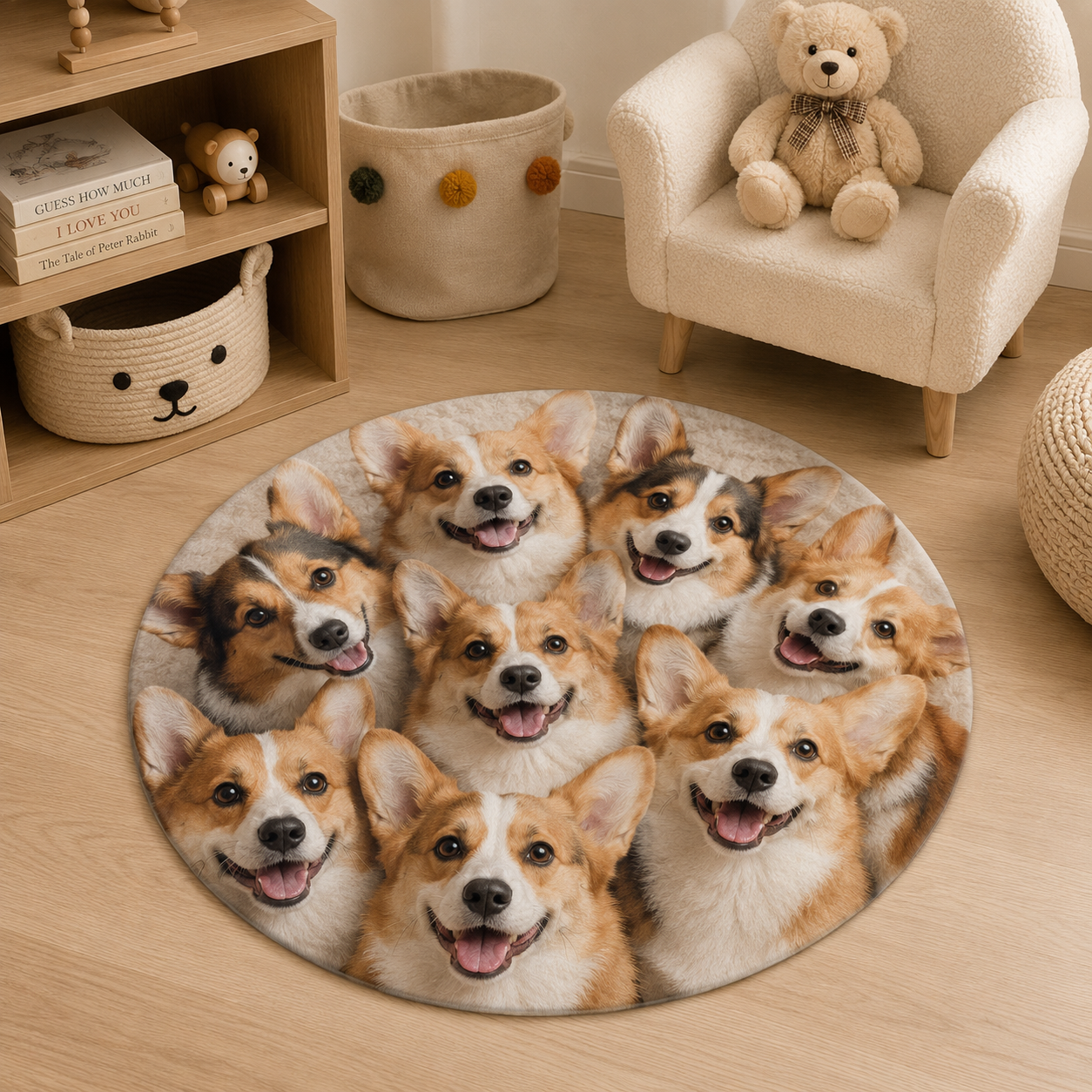 Custom Photo Dog Face Round Carpet | Photo Pet Round Rug | Gift For Dog Lovers