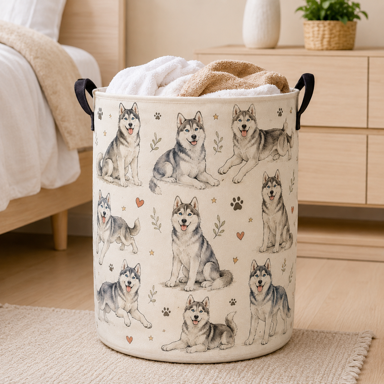 Custom Photo Dog Laundry Basket | Gift For Dog Lovers | Dog Bathroom Decor