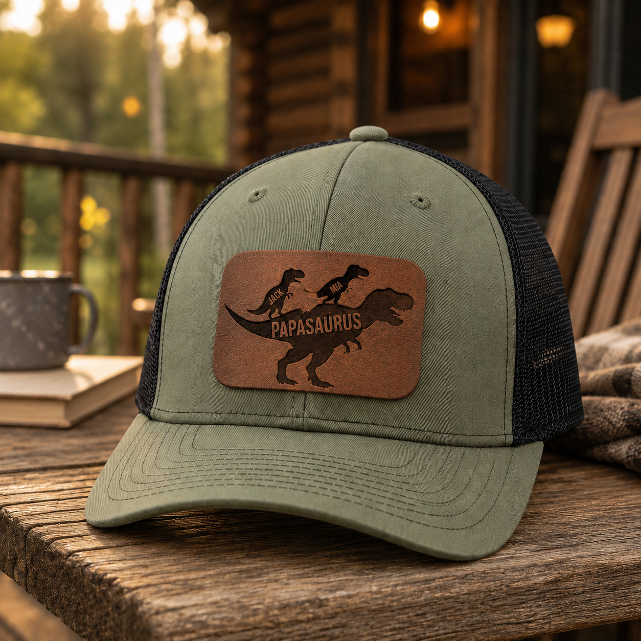 Personalized Dinosaus Dad Trucker Hat | Custom Dad Photo Hat | Father's Day Gift | Gift For Dad | Dad Gifts TOM99