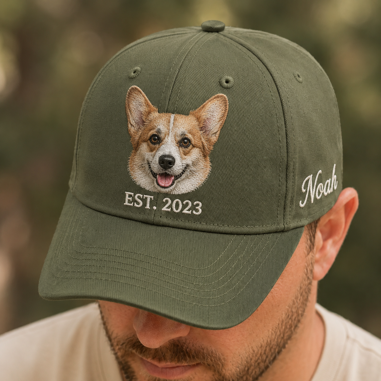 Custom Dog Face Embroidered Hat, Custom Embroidered Pet Portrait Hat | Gift For Dog Lover Pa99