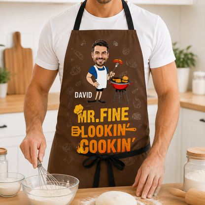 Custom Photo Dad Grill Apron, Personalized Apron For Dad, Gifts For Dad - TOM99