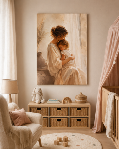 Custom Photo Mom Hug Baby Canvas Wall Art - Custom Gift For Mom TOM99