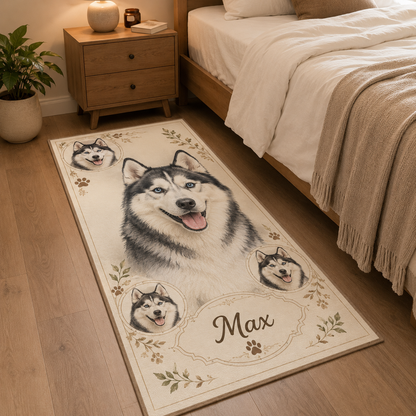 Custom Photo Dog Runner Rug | Pet Hallway Runner Carpet | Gift For Dog Lovers
