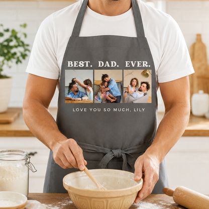 Custom Photo Best Dad Ever Apron, Personalized Apron For Dad, Gifts For Dad - TOM99