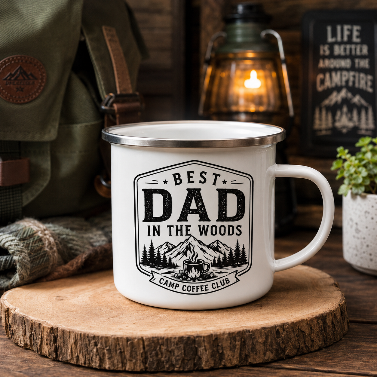 Personalized Dad Camp Mug 12oz, Custom Dad Enamel Cup, Gift For Dad TOM99
