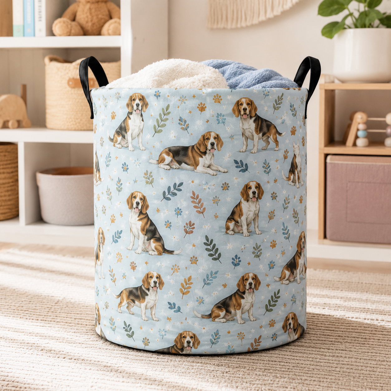 Custom Photo Dog Laundry Basket | Gift For Dog Lovers | Dog Bathroom Decor