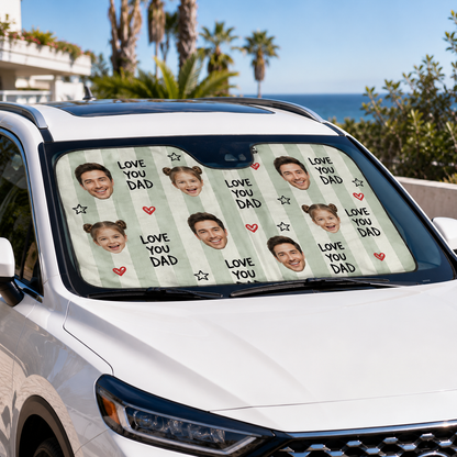 Personalized I Love Dad Car Windshield Sun Shade, Custom Car Sun Shade for Dad, Gift For Dad TOM99
