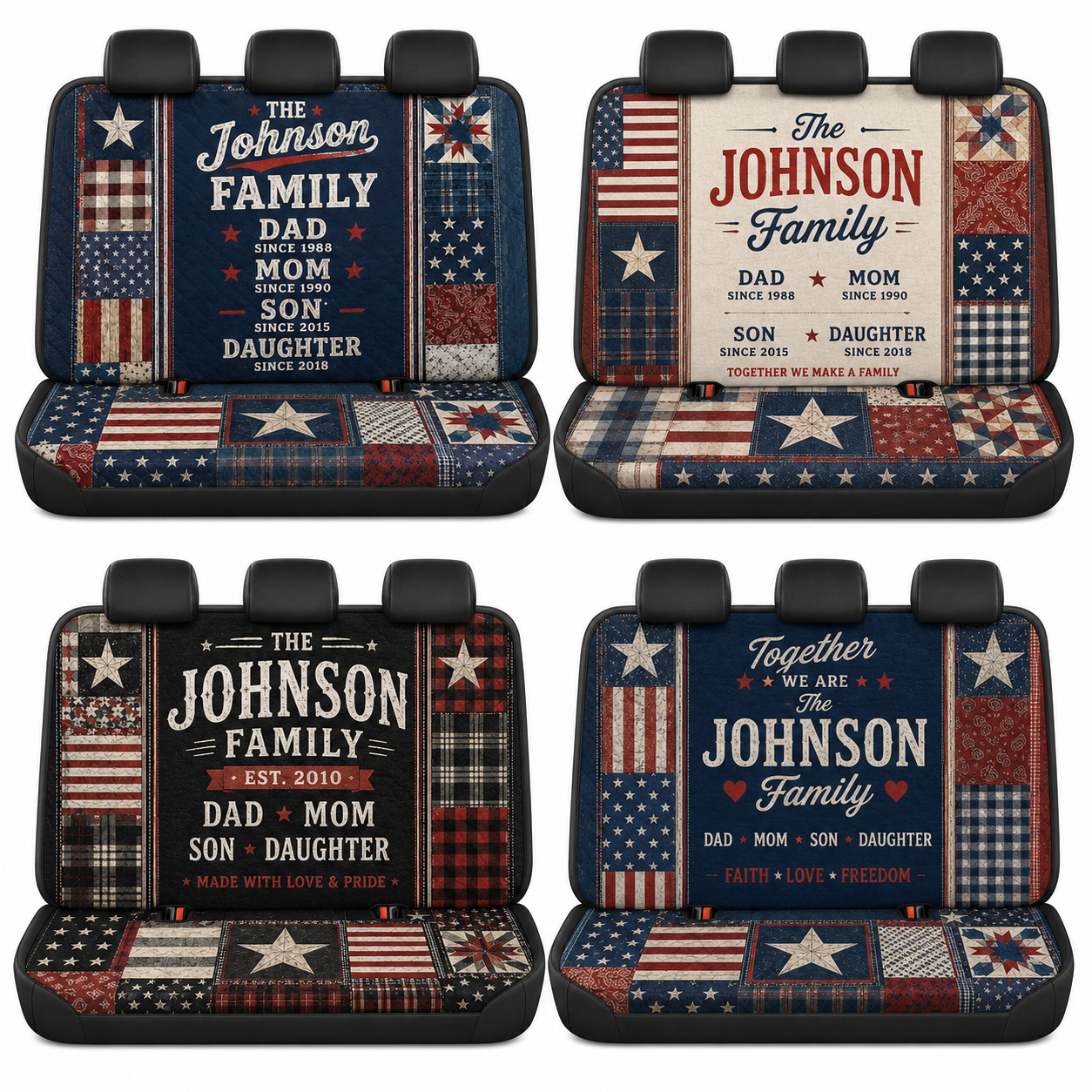 Personalized Family Dad Car Rear Seat Cover, Custom Back Seat Protector For Dad, Gift For Dad TOM99