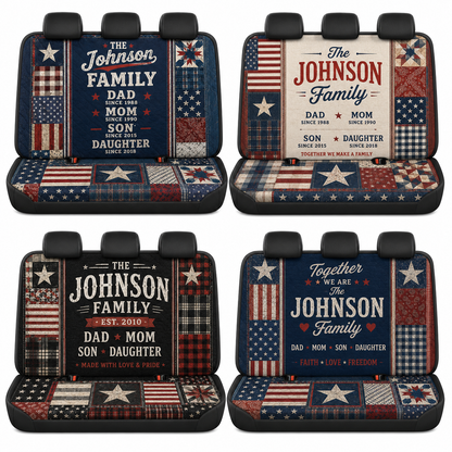 Personalized Family Dad Car Rear Seat Cover, Custom Back Seat Protector For Dad, Gift For Dad TOM99