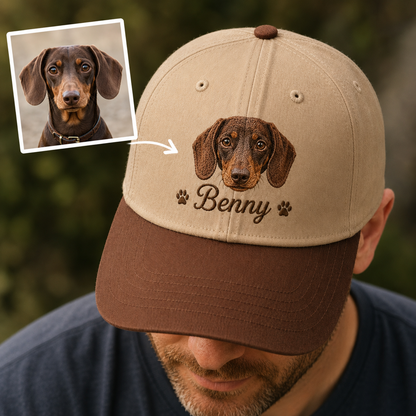 Personalized Photo Dog Face Hat, Custom Pet Photo Embroidered Cap, Gift For Dog Lovers Pa99
