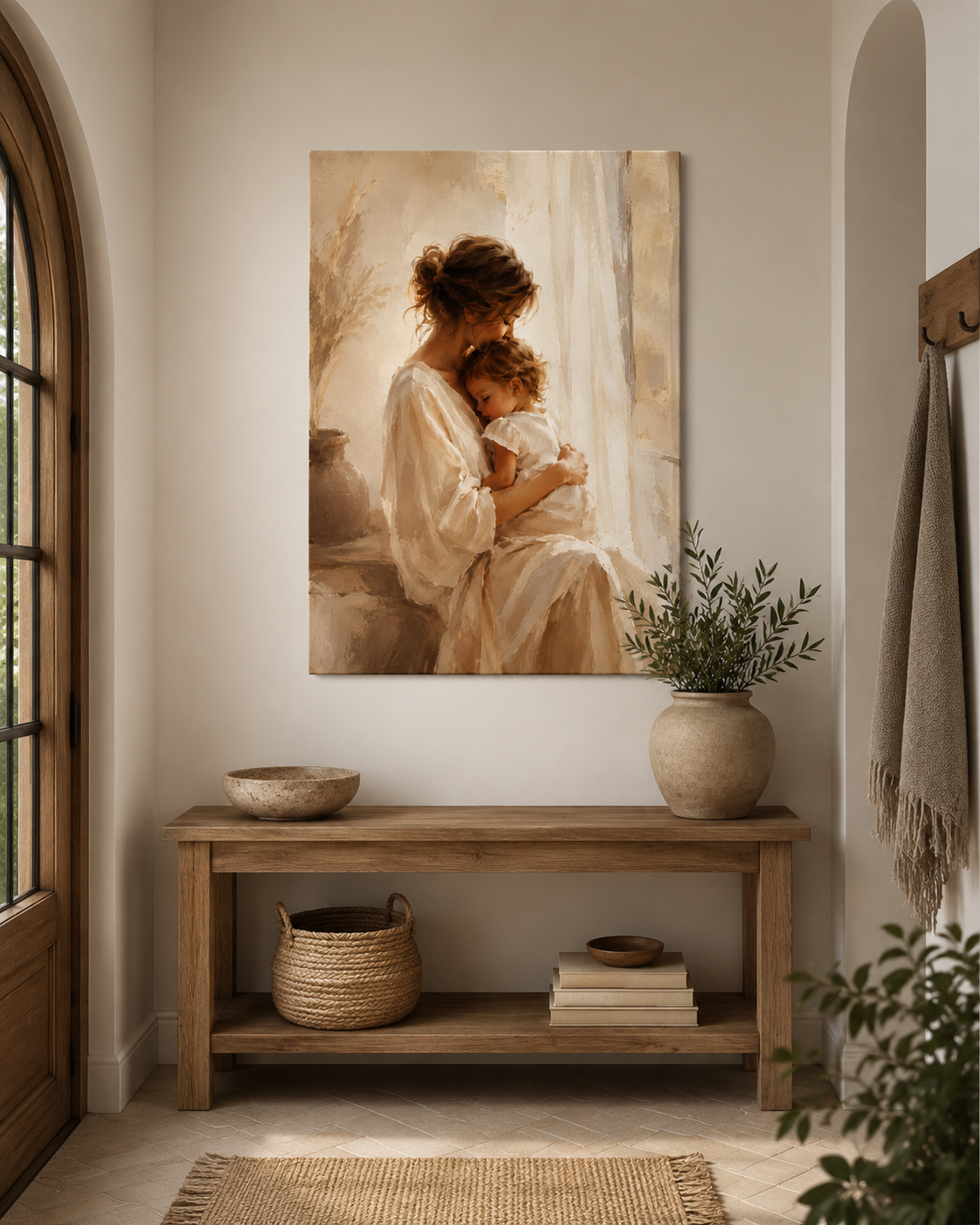 Custom Photo Mom Hug Baby Canvas Wall Art - Custom Gift For Mom TOM99