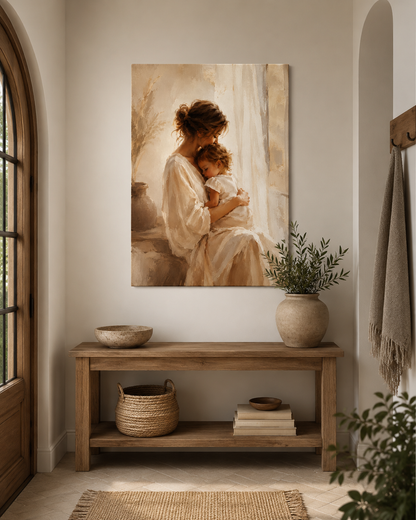 Custom Photo Mom Hug Baby Canvas Wall Art - Custom Gift For Mom TOM99