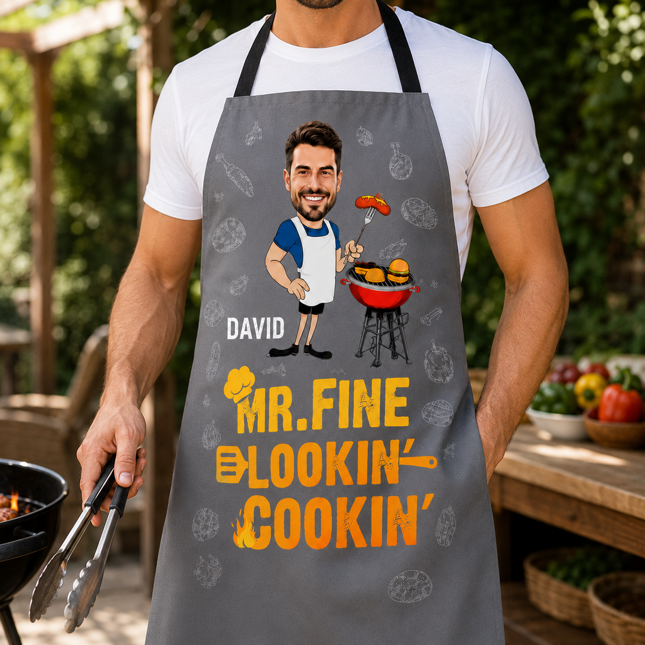 Custom Photo Dad Grill Apron, Personalized Apron For Dad, Gifts For Dad - TOM99