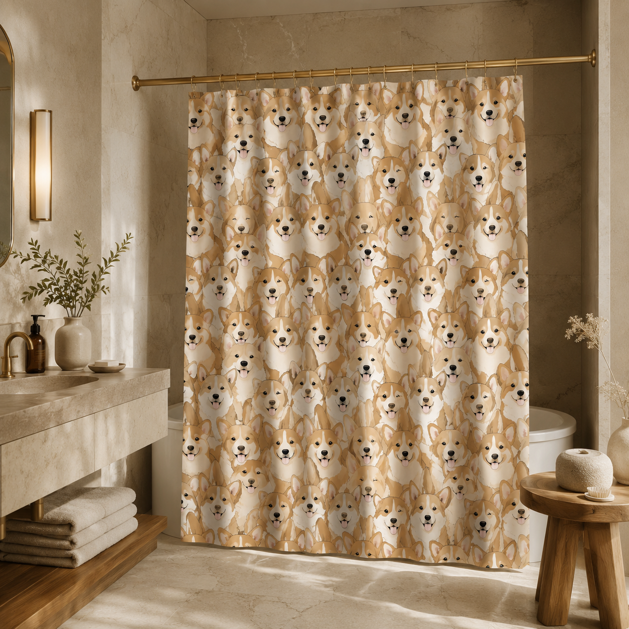 Custom Photo Dog Face Shower Curtain | Gift For Dog Lovers