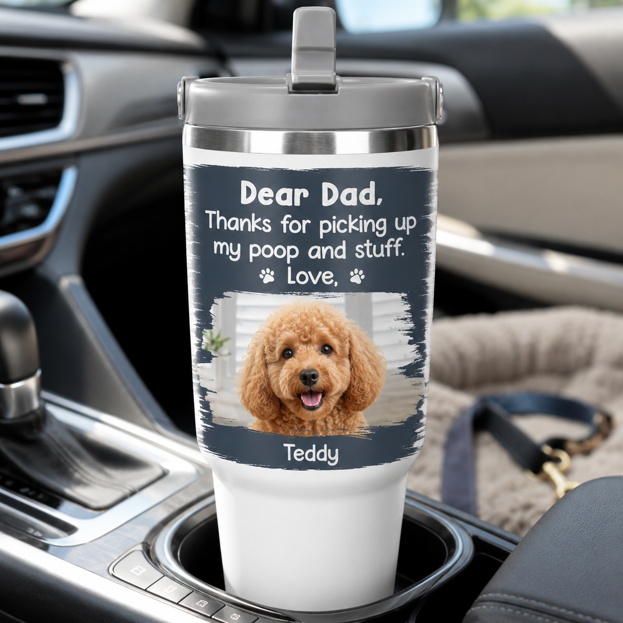 Custom Photo Dog Dad 30oz Tumbler | Gift For Dog Lovers | Pet Lover Gifts TOM99