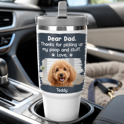 Custom Photo Dog Dad 30oz Tumbler | Gift For Dog Lovers | Pet Lover Gifts TOM99