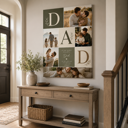 Custom Photo Dad's Family Canvas Wall Art - Custom Gift For Dad TOM99