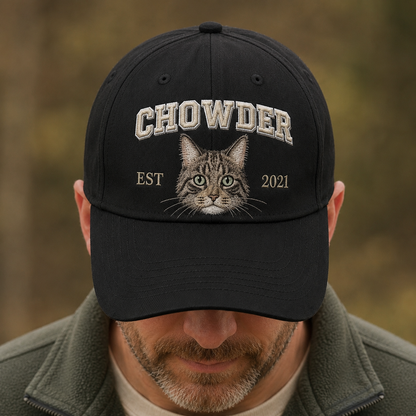 Custom Photo Cat Embroidered Hat | Gift For Cat Lovers Pa99