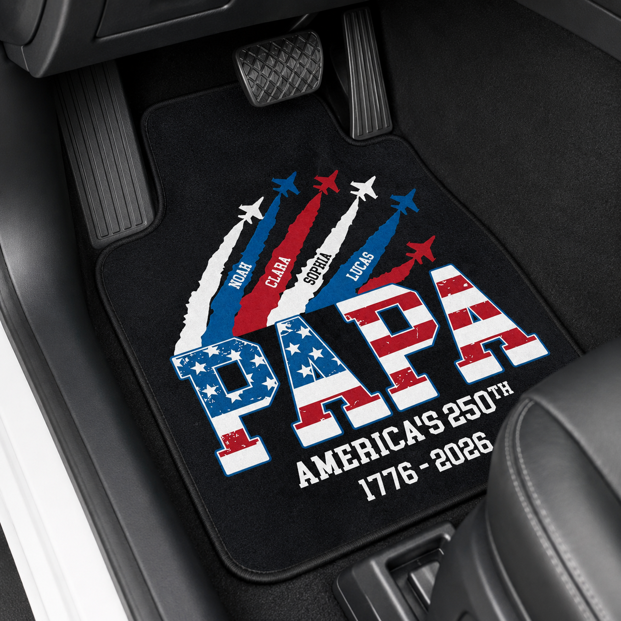 Personalized Dad Flannel Car Floor Mats, Custom Dad Floor Mats, Gift For Dad TOM99
