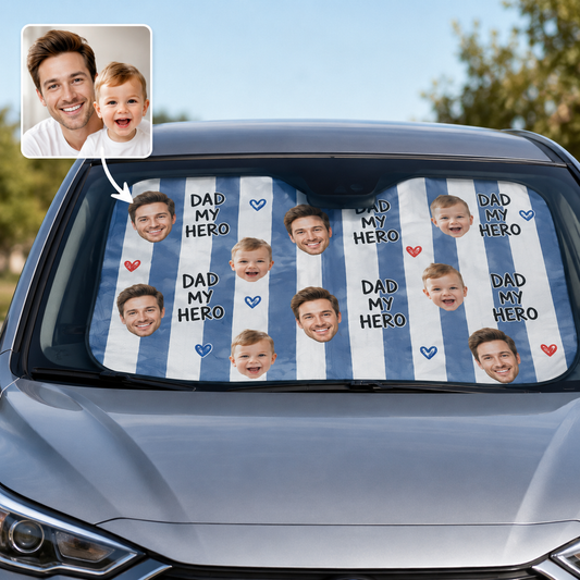 Personalized I Love Dad Car Windshield Sun Shade, Custom Car Sun Shade for Dad, Gift For Dad TOM99