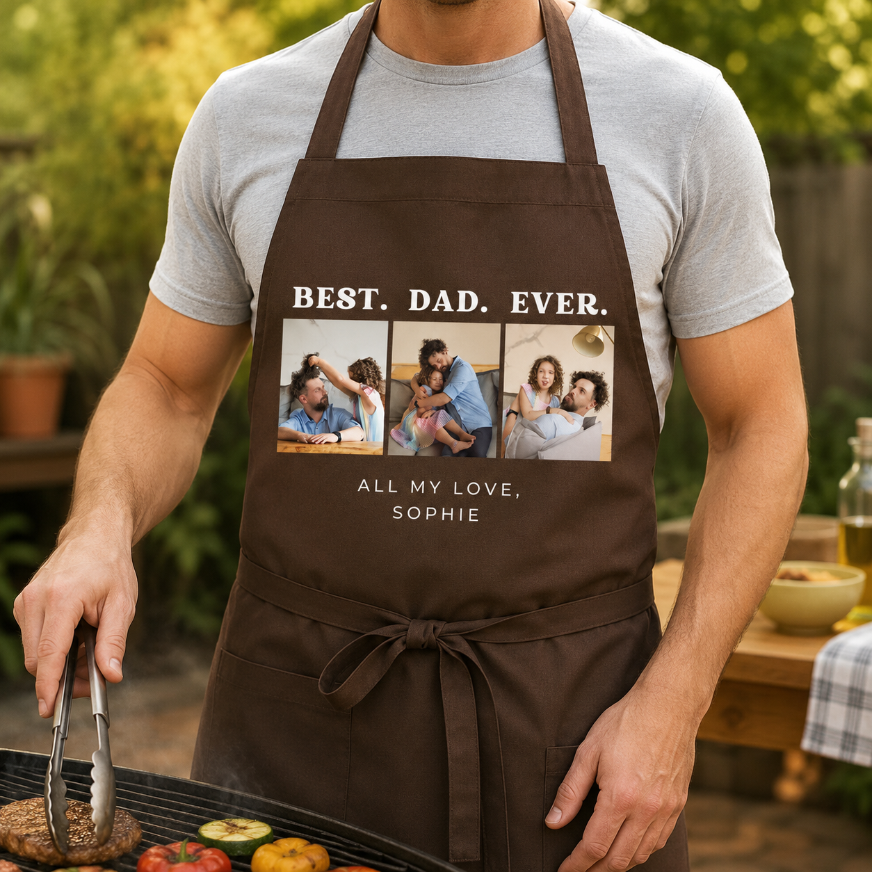 Custom Photo Best Dad Ever Apron, Personalized Apron For Dad, Gifts For Dad - TOM99