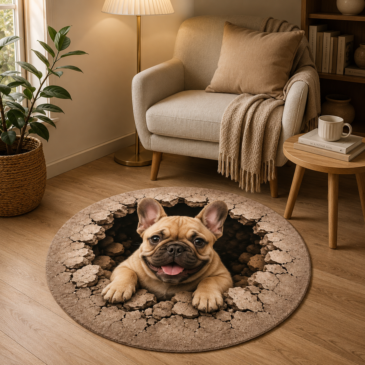 Custom Photo Dog Round Carpet | Photo Pet Round Rug | Gift For Dog Lovers