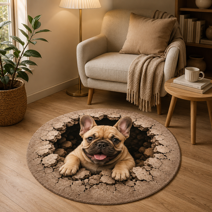 Custom Photo Dog Round Carpet | Photo Pet Round Rug | Gift For Dog Lovers
