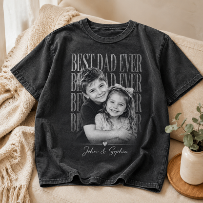 Custom Photo Dad & Kids Wash T-Shirt, Personalized Dad Gifts | Gift For Dad TOM99