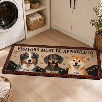 Custom Photo Visitors Must Be Approved By Dogs Runner Rug | Pet Hallway Runner Carpet | Gift For Dog Lovers