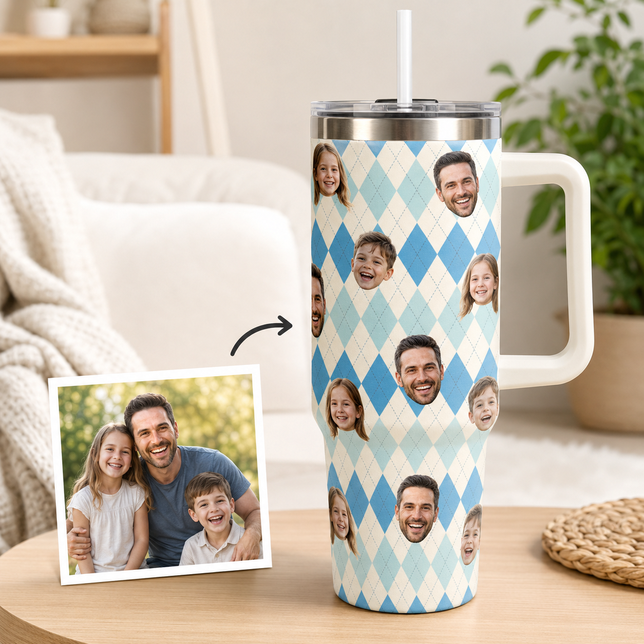 Custom Photo Dad 40oz Tumbler, Personalized Dad Tumbler, Father’s Day Gift TOM99
