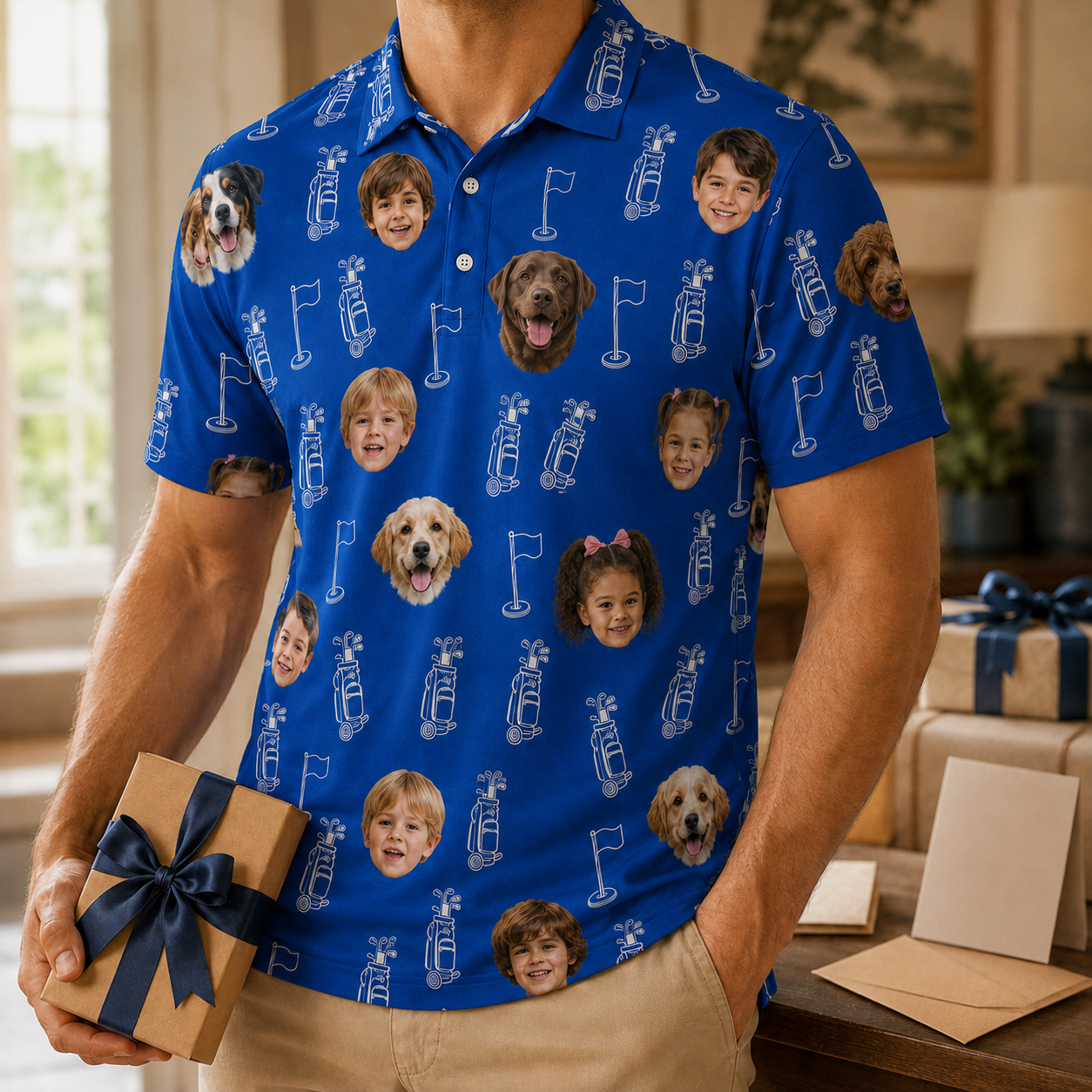 Custom Photo Best Dad By Par Golf Polo Shirt, Personalized Polo Shirt For Husband Dad Grandfather TOM99
