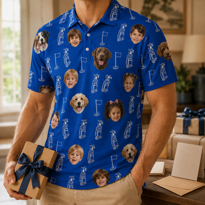Custom Photo Best Dad By Par Golf Polo Shirt, Personalized Polo Shirt For Husband Dad Grandfather TOM99