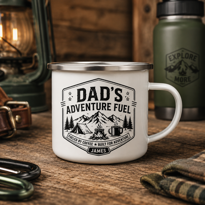 Personalized Dad Camp Mug 12oz, Custom Dad Enamel Cup, Gift For Dad TOM99