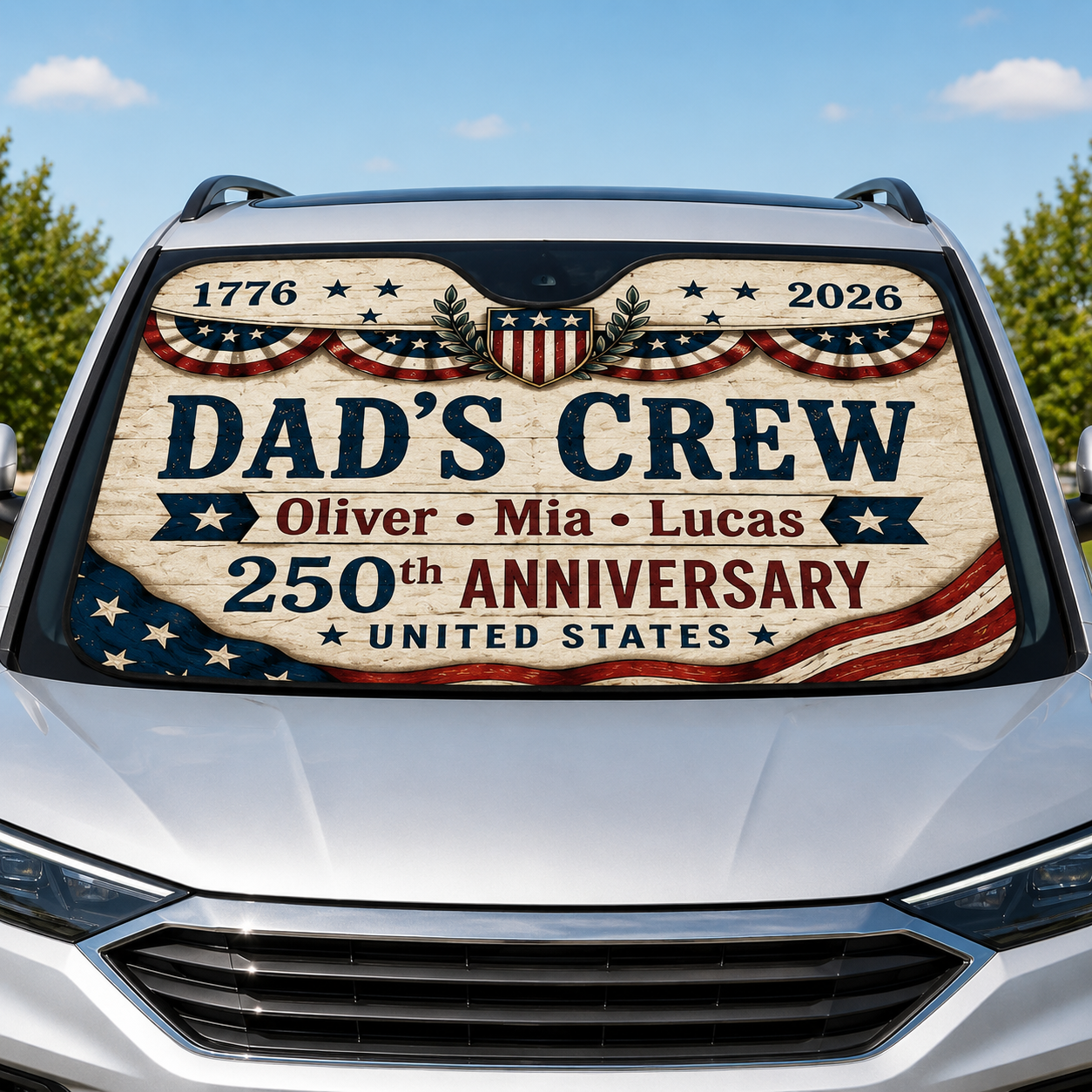 Personalized Dad's Crew Auto Car Sun Shade, Custom Car Sun Shade for Dad, Gift For Dad TOM99