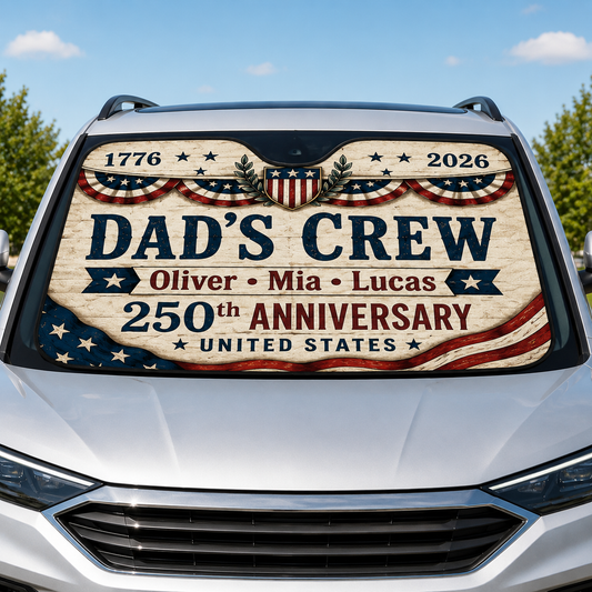 Personalized Dad's Crew Auto Car Sun Shade, Custom Car Sun Shade for Dad, Gift For Dad TOM99