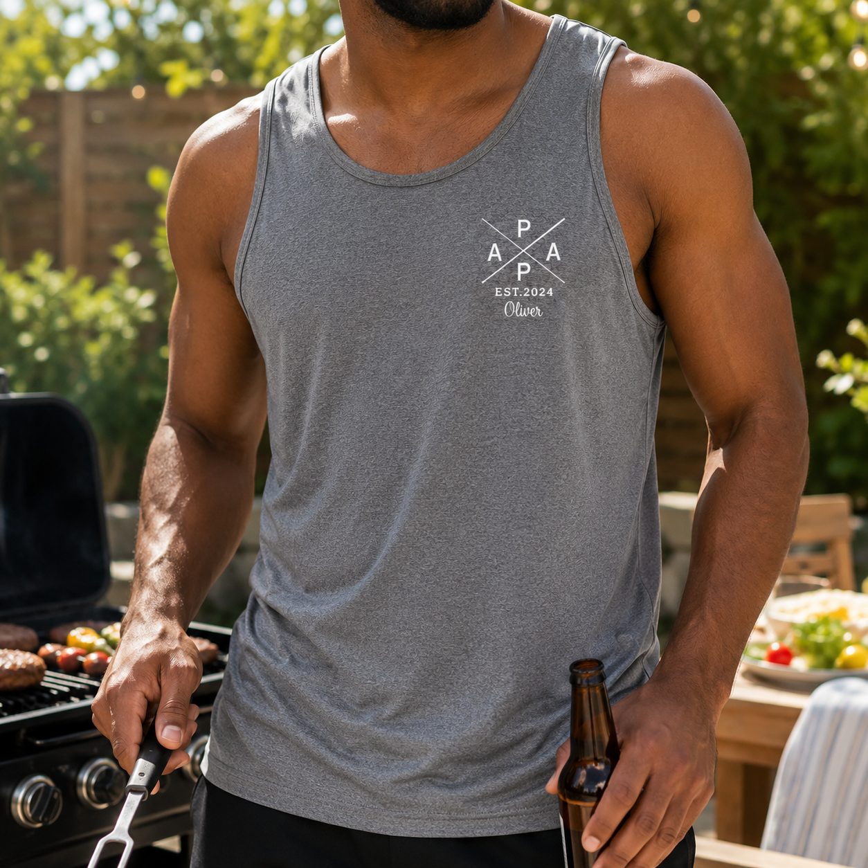 Custom Papa Since Tank Top, Personalized Dad Gifts | Gift For Dad, Grandpa TOM99
