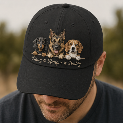 Custom Dog Face Embroidered Hat, Custom Embroidered Pet Portrait Hat | Gift For Dog Lover Pa99