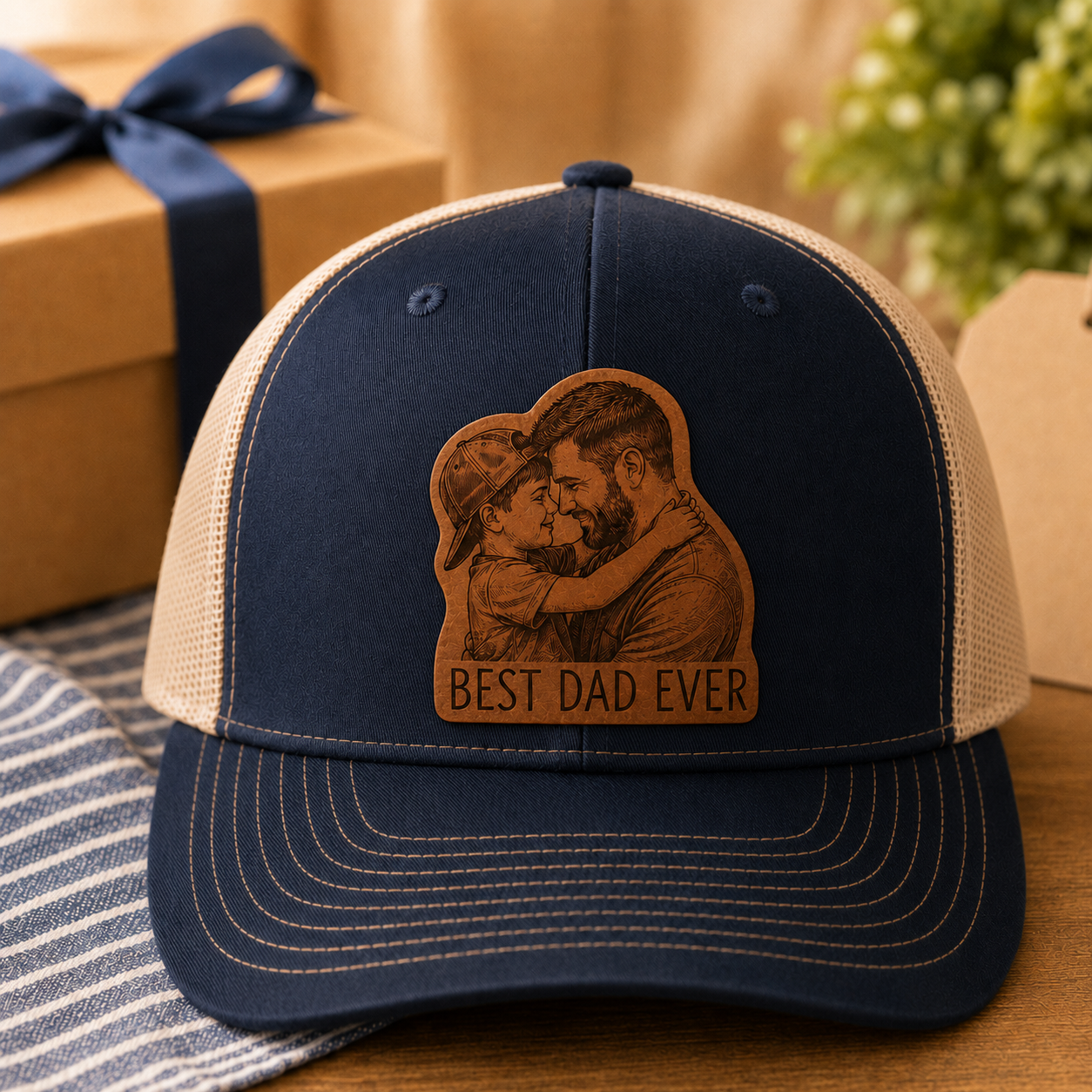 Personalized Best Dad Ever Gift Trucker Hat | Custom Dad Photo Hat | Father's Day Gift | Gift For Dad | Dad Gifts TOM99