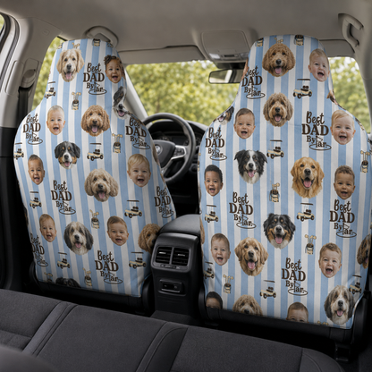 Personalized Best Dog Dad Portrait Car Seat Cover, Custom Dad Seat Protector, Gift For Dad TOM99