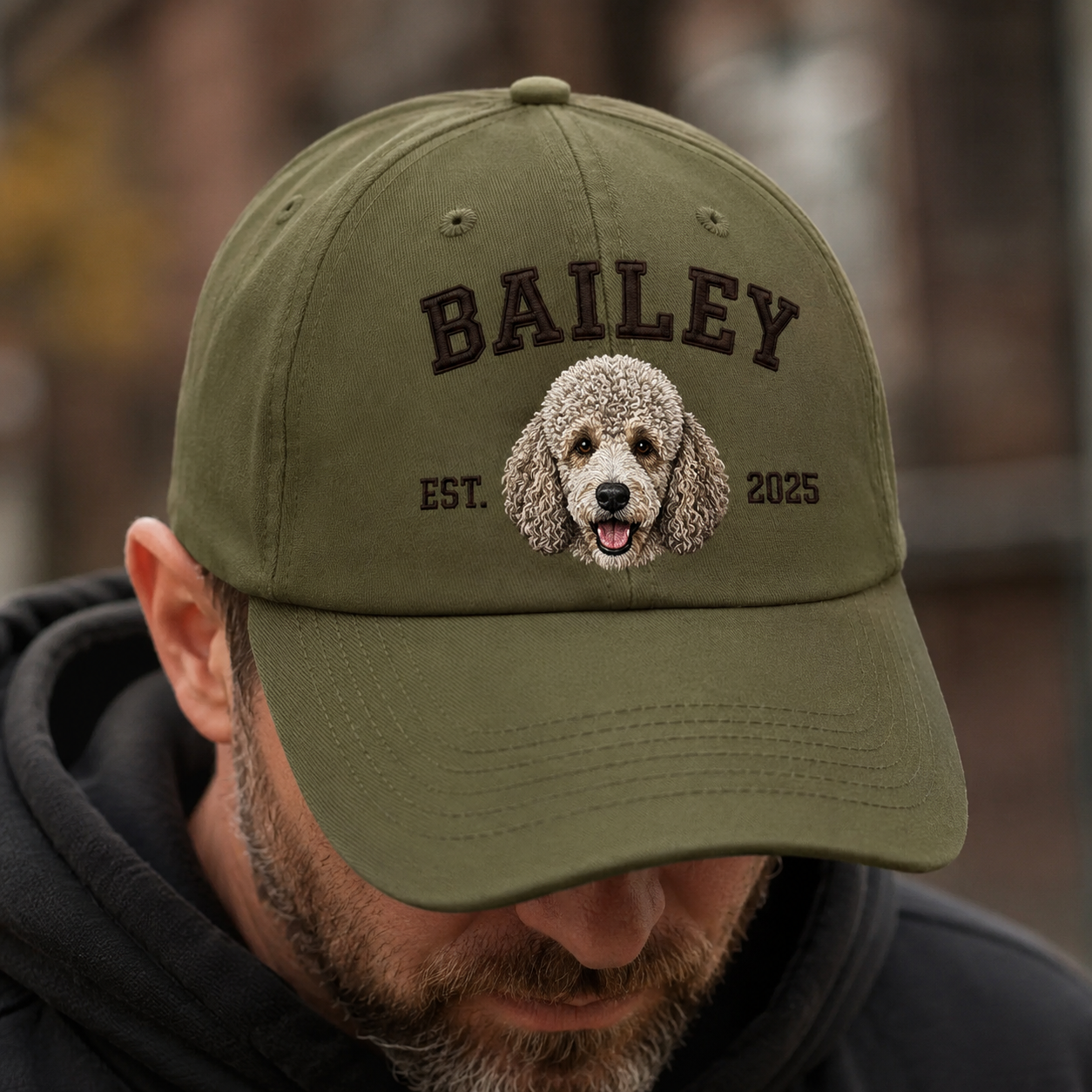 Custom Dog Portrait Embroidered Hat, Personalized Pet Name Cap, Memorial Dog Gift THUC99