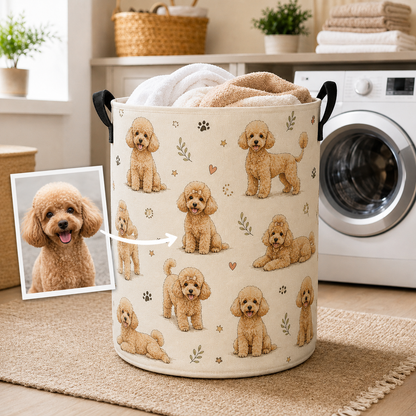 Custom Photo Dog Laundry Basket | Gift For Dog Lovers | Dog Bathroom Decor