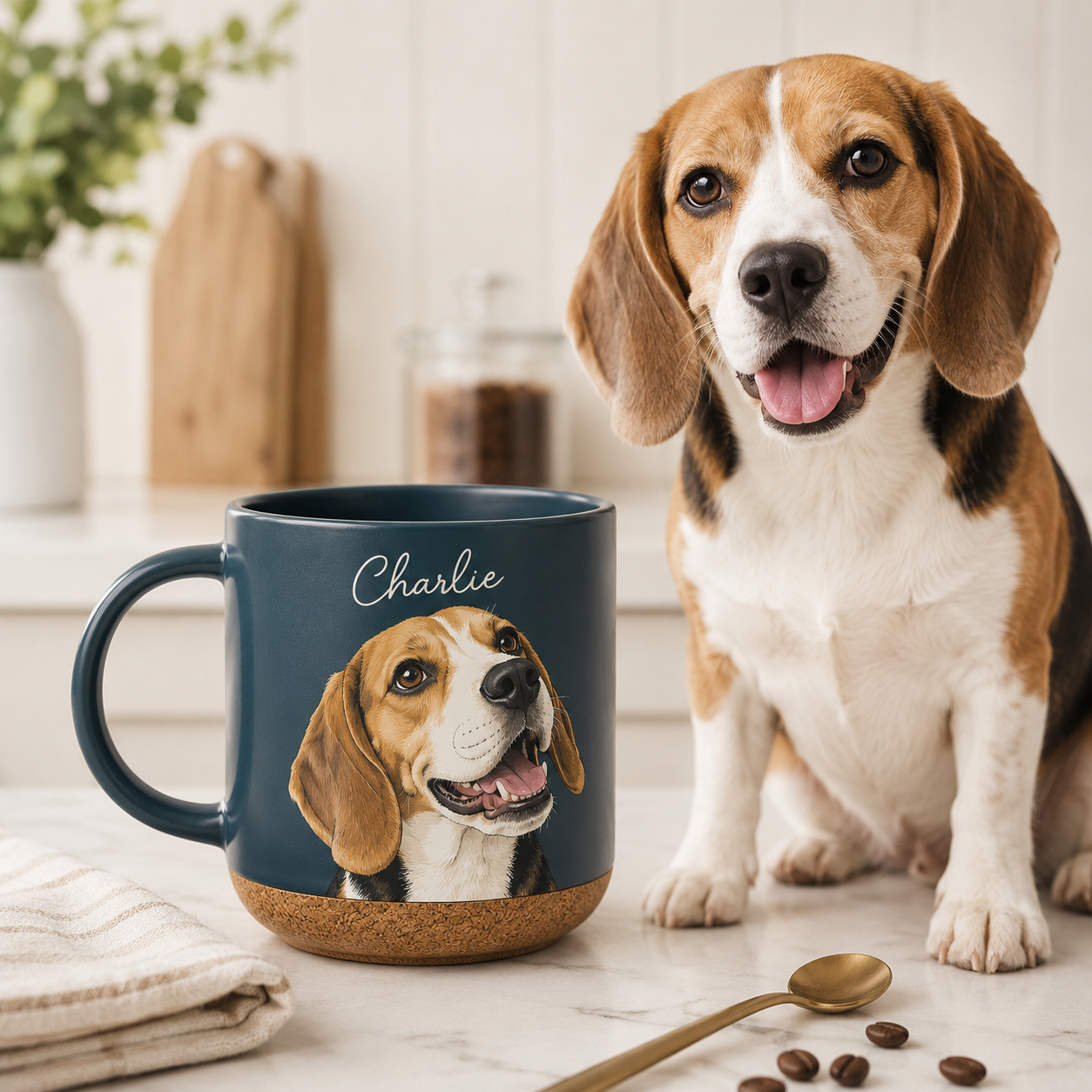 Custom Photo Dog 12oz Cork Mug | Gift For Dog Lovers | Pet Lover Gifts TOM99