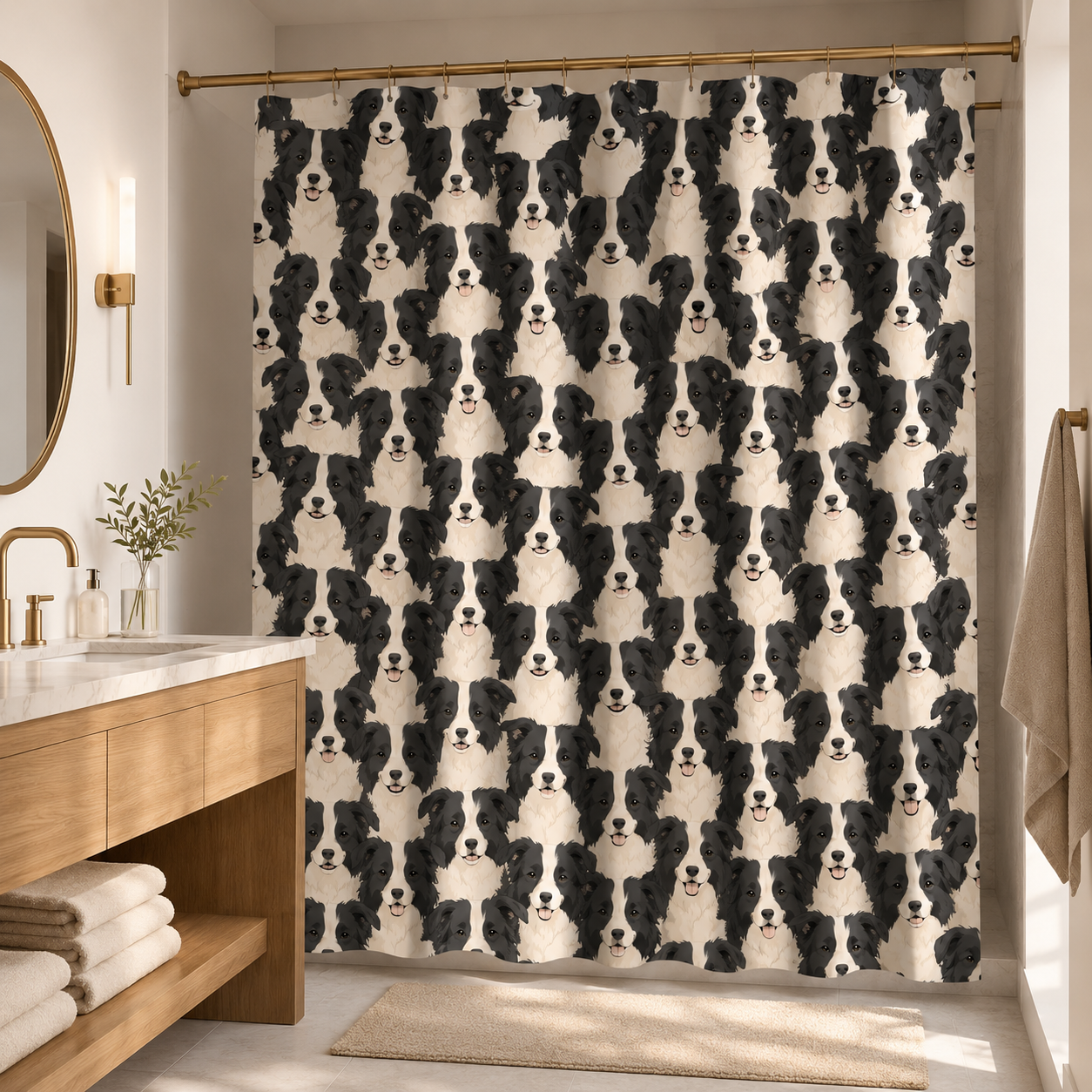 Custom Photo Dog Face Shower Curtain | Gift For Dog Lovers