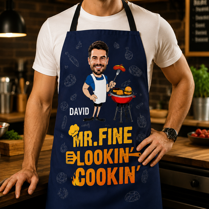 Custom Photo Dad Grill Apron, Personalized Apron For Dad, Gifts For Dad - TOM99