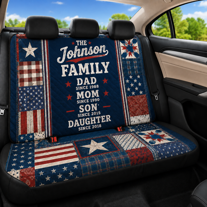 Personalized Family Dad Car Rear Seat Cover, Custom Back Seat Protector For Dad, Gift For Dad TOM99