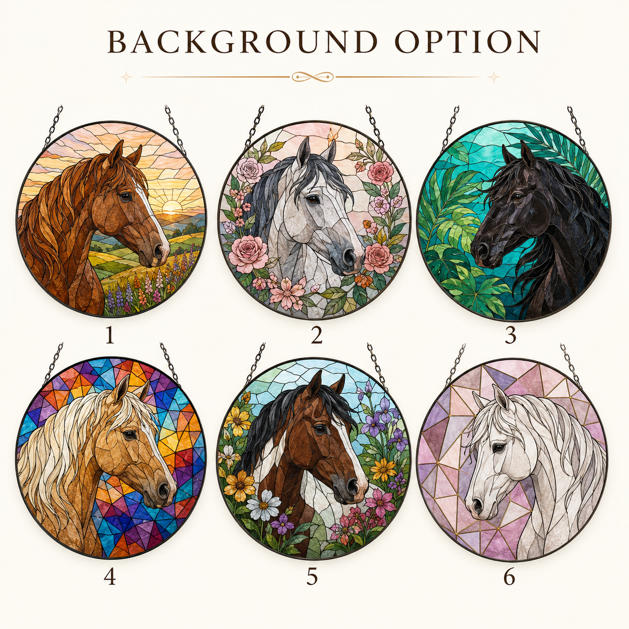 Custom Photo Horse Stained Glass Suncatcher – Personalized Horse Lover Gifts | Gift For Horse Lover TOM99