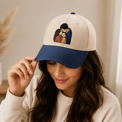 Custom Photo Dad Family Embroidered Hat, Personalized Cap, Custom Portrait Dad Hat, Father’s Day Gift TOM99