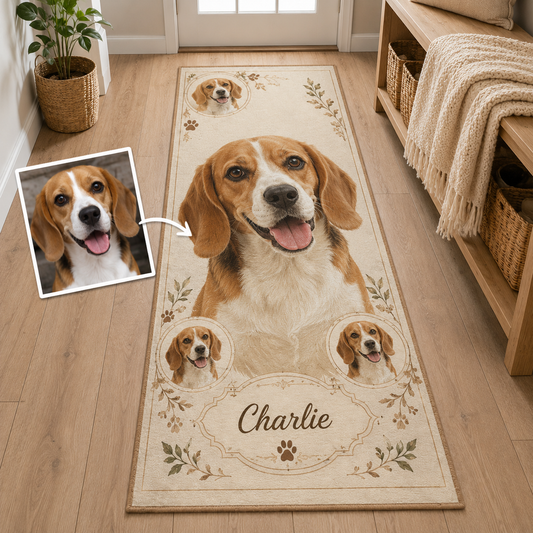 Custom Photo Dog Runner Rug | Pet Hallway Runner Carpet | Gift For Dog Lovers