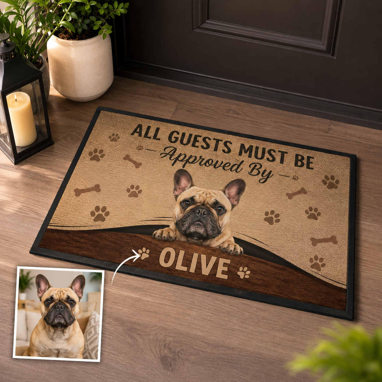 Custom Photo All Guests Must Be Approved By Dog Doormat | Photo Pet Doormat | Gift For Dog Lovers